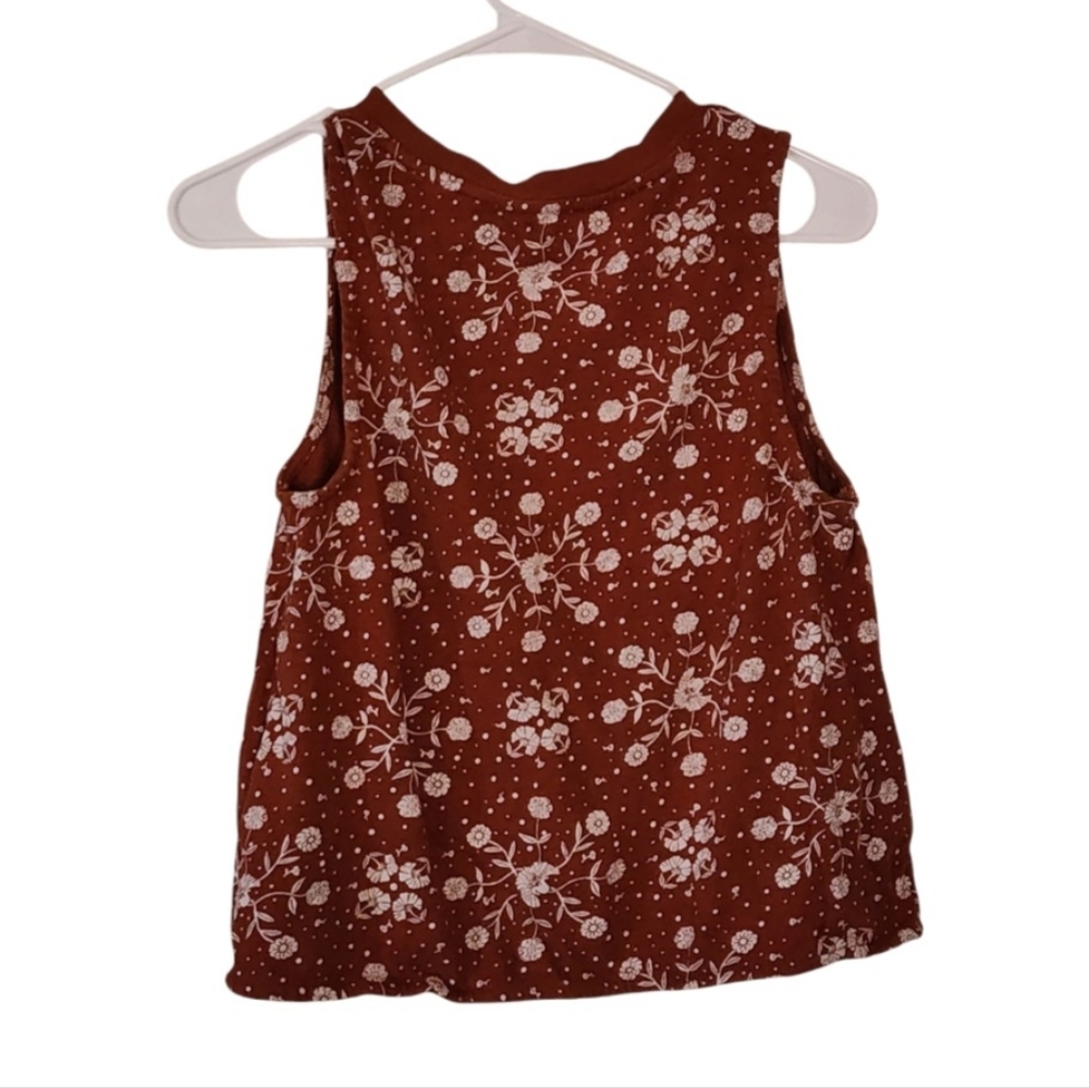 Loft Bandana Print Knot Front Tank Top - Red/Orange, Medium - Picture 2 of 2